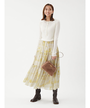 ティアードアンティークプリントスカート