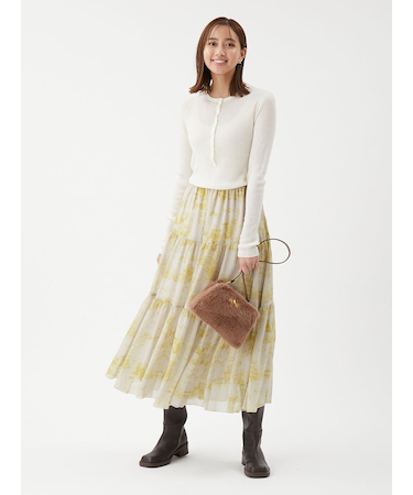 ティアードアンティークプリントスカート