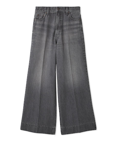 ヘムデザインセミフレアデニムパンツ