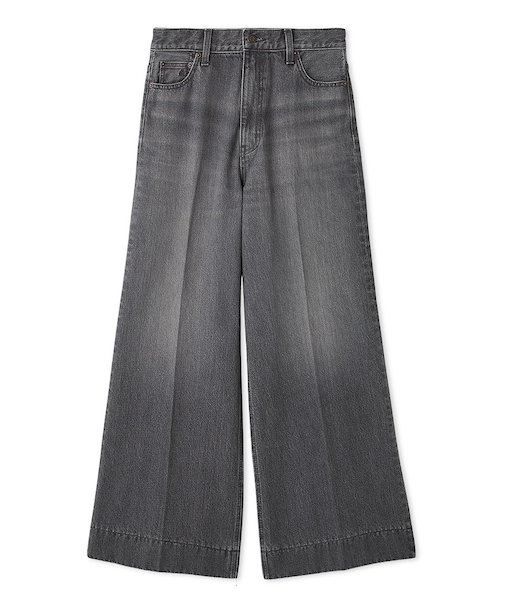 ヘムデザインセミフレアデニムパンツ