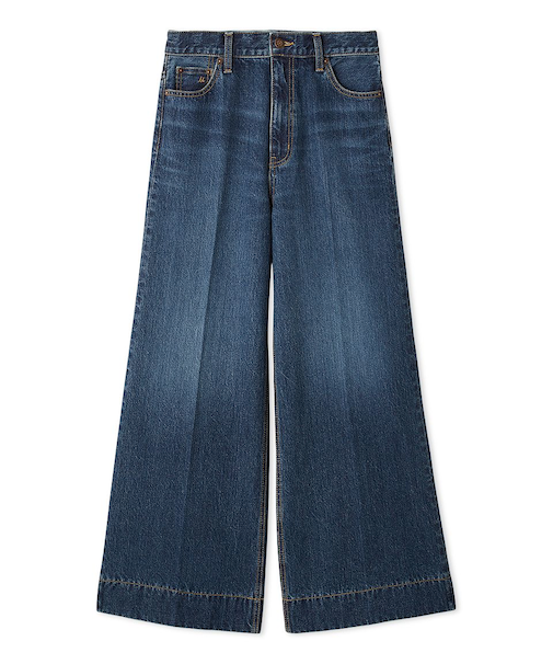 ヘムデザインセミフレアデニムパンツ