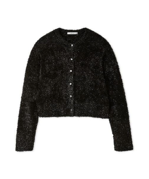 クルーネックシャギーニットカーデ