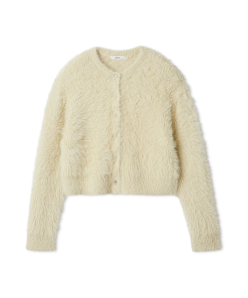 クルーネックシャギーニットカーデ