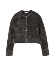 クルーネックシャギーニットカーデ