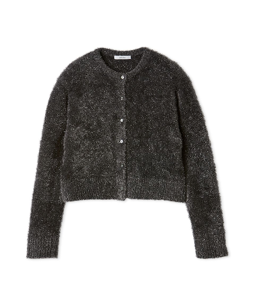 クルーネックシャギーニットカーデ