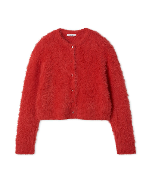 クルーネックシャギーニットカーデ