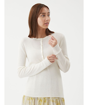 ベロアヘンリーネックリブニット