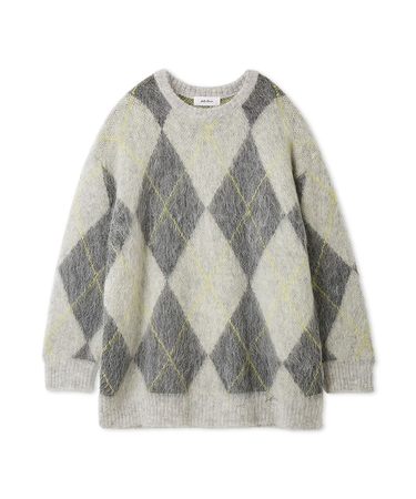 アルパカ混アーガイルミニニットワンピース