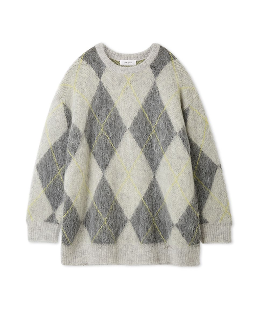 アルパカ混アーガイルミニニットワンピース