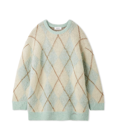 アルパカ混アーガイルミニニットワンピース