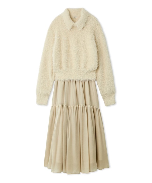 セットアイテム】衿付きニットティアードスカートコーデSET｜ミラ