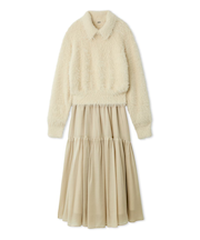 【セットアイテム】衿付きニットティアードスカートコーデSET