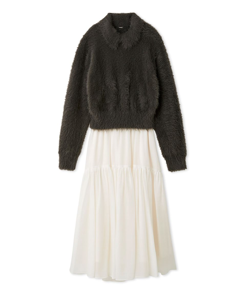 【セットアイテム】衿付きニットティアードスカートコーデSET