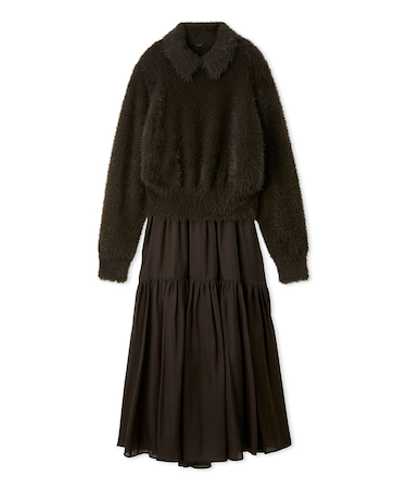 【セットアイテム】衿付きニットティアードスカートコーデSET