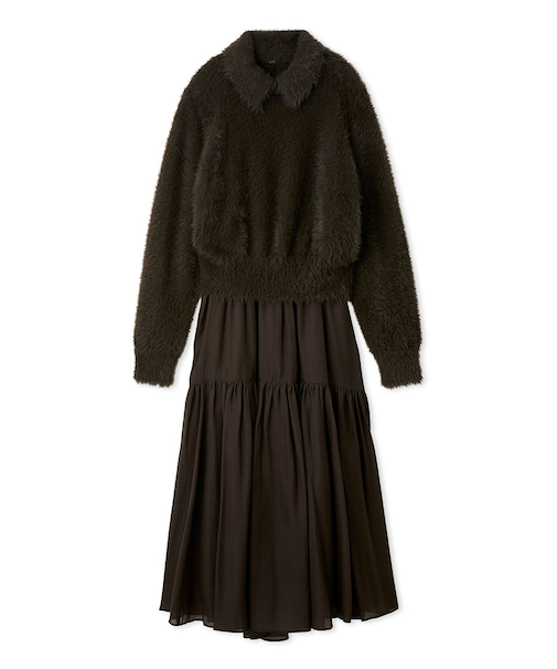 【セットアイテム】衿付きニットティアードスカートコーデSET