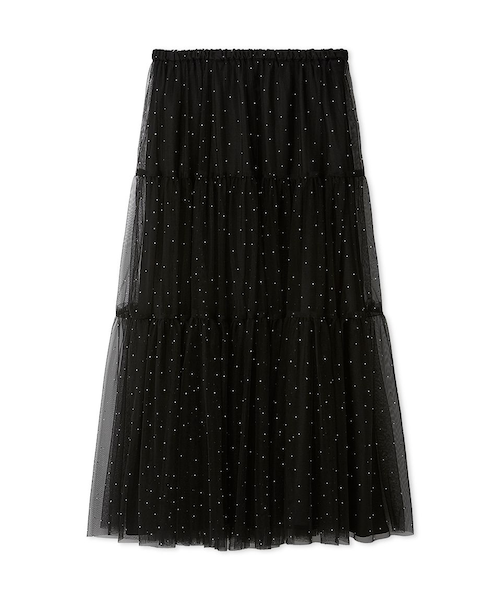 【ほぼ新品】Mila Owen ティアードチュールラインストーンスカート ティアードチュールラインストーンスカート｜ミラオーウェンの通販