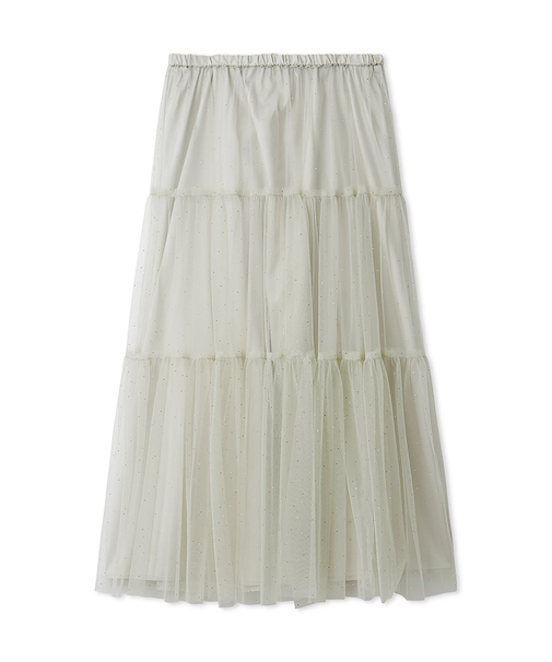 ティアードチュールラインストーンスカート