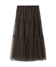 ティアードチュールラインストーンスカート