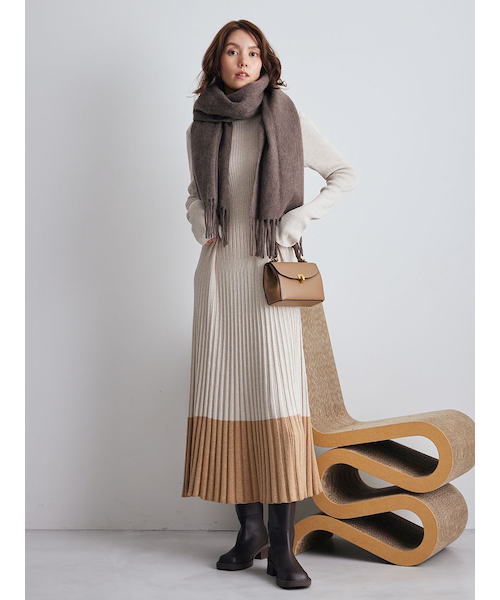 タートルネックロングリブニットワンピース｜ミラオーウェンの通販