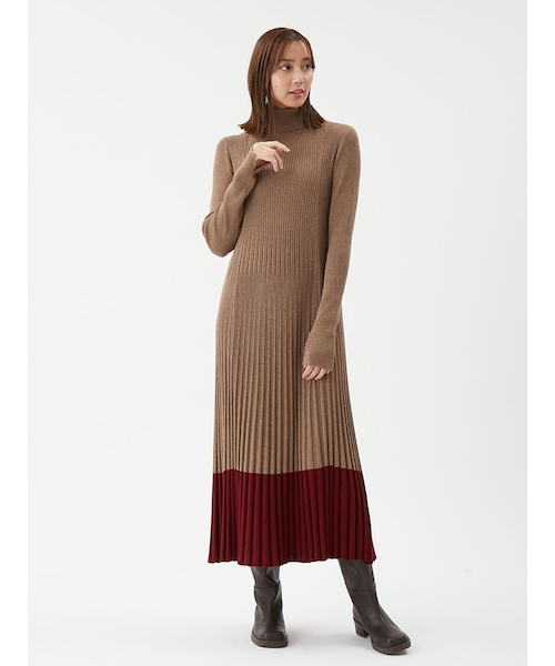 タートルネックロングリブニットワンピース｜ミラオーウェンの通販