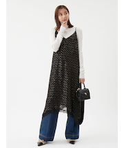 レースデザイン箔ドットキャミワンピース