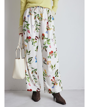 ボタニカル柄ウエストゴムイージーパンツ