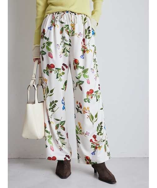 ボタニカル柄ウエストゴムイージーパンツ