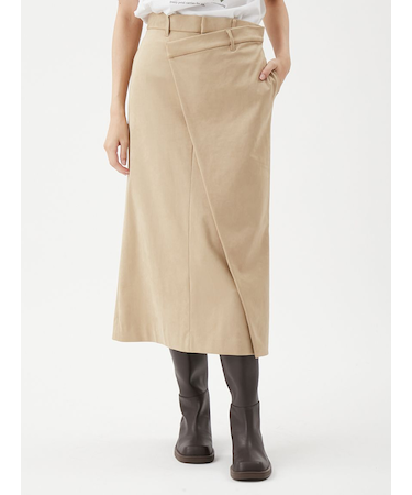 【セットアップ対応】スウェードアシメストレートスカート