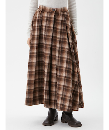 シャギーチェックタックマキシスカート