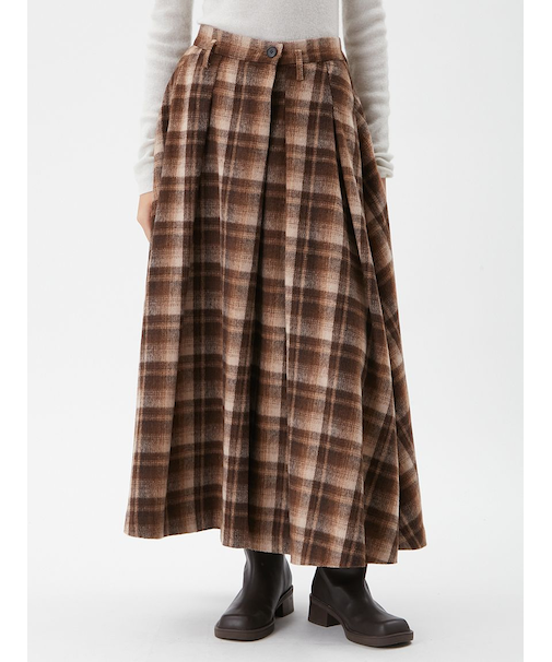 シャギーチェックタックマキシスカート