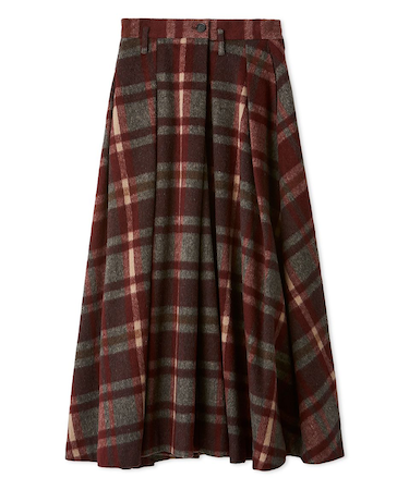 シャギーチェックタックマキシスカート