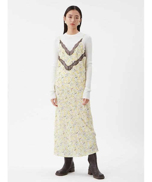 ニュアンスプリントレースキャミワンピース