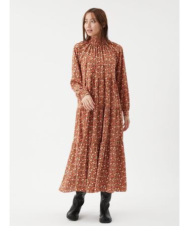 フラワープリントティアードワンピース