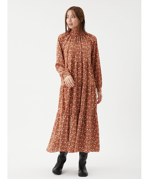 フラワープリントティアードワンピース