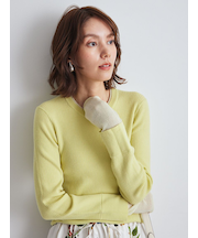 バイカラーリブニット