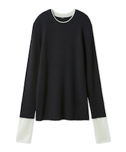 バイカラーリブニット