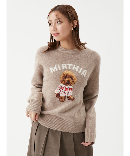 トイプードルクルーネックジャガードニット トイプードルクルーネックジャガードニット｜ミラオーウェンの通販