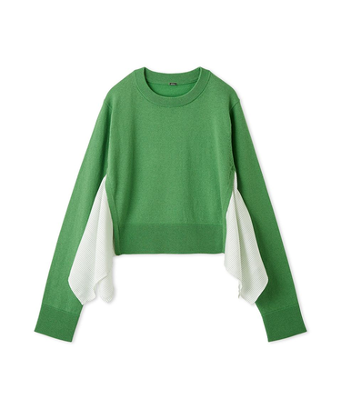 カシミヤコットンストライプドッキングニット