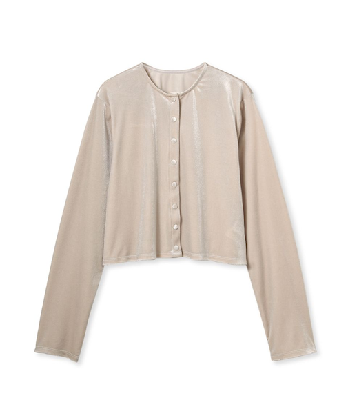 くるみ釦コンパクトベロアカーディガン