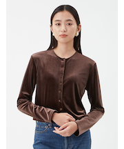 くるみ釦コンパクトベロアカーディガン