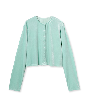 くるみ釦コンパクトベロアカーディガン