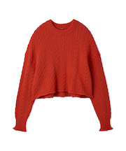 ショートヘムケーブルニット