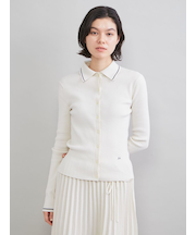 ポロ衿リブニットカーディガン