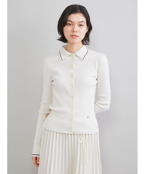 ポロ衿リブニットカーディガン