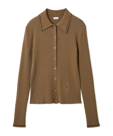 ポロ衿リブニットカーディガン