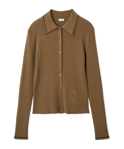 ポロ衿リブニットカーディガン