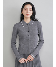 ポロ衿リブニットカーディガン