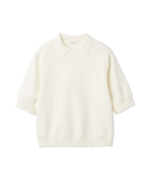 スカラップレース衿ニットプルオーバー