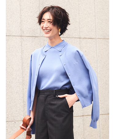 スカラップレース衿ニットプルオーバー