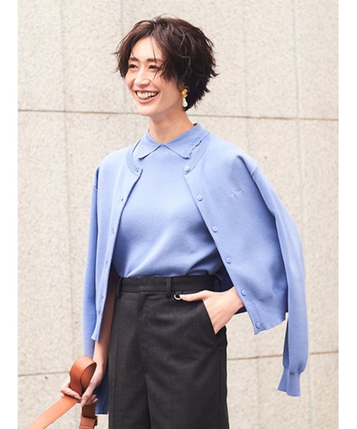 スカラップレース衿ニットプルオーバー